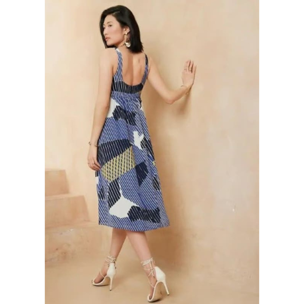 EUC *BANANA REPUBLIC* Women's Casual Empire-Waist Midi Chiffon Summer Dress 2 - Picture 2 of 14